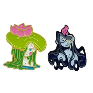 Zinc Alloy Lotus Candle Girl Metal Brooch Cartoon Anime Badge Personality Trendy Accessories Fashion Jewelry Gift