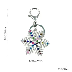 Portachiavi metallo fiocco di neve strass colorato ciondolo borsa in lega molto elegante.