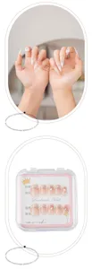 Handmade press-on nails fairy style long pointed pearl flower fake nails beauty set