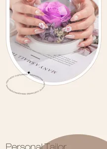 Handmade floral press-on nails Japanese minimalist 3d carved fake nail tips chic set