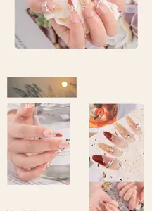 Handmade press-on nails mid-length luxury rhinestone artificial nail art tips