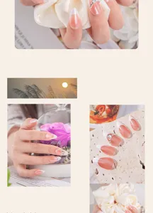 Unghie fatte a mano con punte alla francese e strass brillanti per look eleganti.