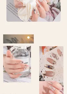 Handcrafted press-on nails with 3D cat-eye rhinestones long detachable design