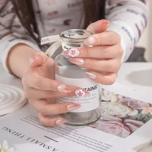 Handmade Carved Press-on Nails Japanese Minimalist Floral Luxury Fake Nails Seamless Fit Set