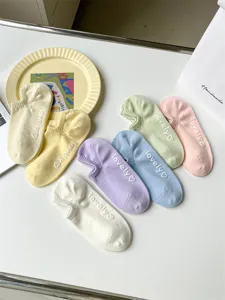 Women lovely candy color low cut boat socks invisible summer combed cotton casual socks