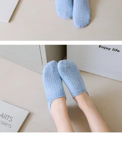 Calcetines de corte bajo de algodón fino de verano para mujer estilo japonés puntos de colores
