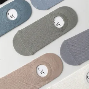 Herren Atmungsaktive Baumwolle Unsichtbare Füßlinge Dünn Mesh Low Cut Frühlings Sommer Lässige Socken Einfarbig