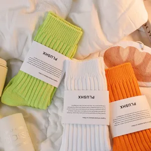 Unisex Solid Color Striped Crew Socks Japanese Streetwear Casual Polyester Blend Sports Long Socks