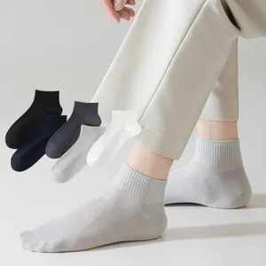 Heren Zomer Dun Mesh Ademend Onzichtbare Sokken Effen Kleur Viscose Zijde Mix Casual Enkelsokken