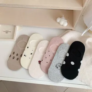 Women summer thin seamless boat socks cute floral polka dot low cut invisible casual short socks
