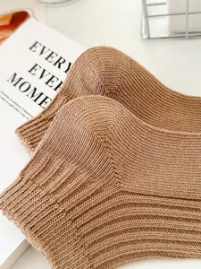 Solid color knit short socks breathable casual comfortable everyday ankle socks for women