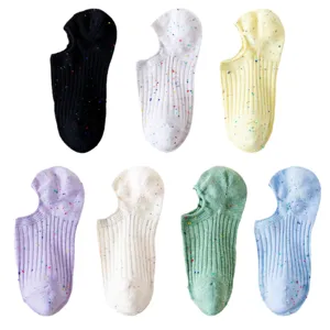 Calcetines de corte bajo para mujer verano algodón puro colorido punteado invisible calcetines