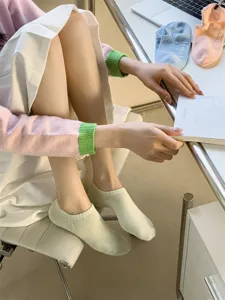 Women breathable low cut boat socks summer casual anti-slip invisible cotton socks