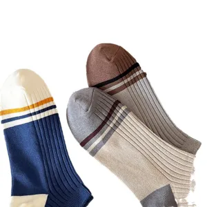 Men's color block low cut casual socks, spring summer breathable cotton short tube socks.