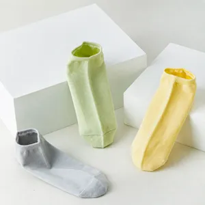 Damen einfarbige flache Kurzsocken, atmungsaktive Baumwolle Freizeitsocken für den täglichen Gebrauch.