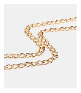 Gold metal chain strap detail for women handbag, stylish hardware replacement accessory.