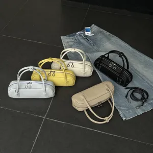 Genuine leather retro versatile underarm bag cowhide minimalist fashion handbag baguette