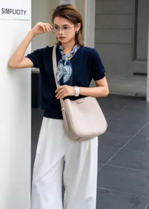 Genuine leather vintage bucket bag women casual minimalist crossbody shoulder bag commute