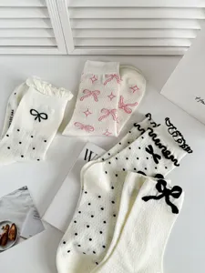 Calze da donna stile balletto Lolita traspiranti in rete fiocco cotone dettaglio.