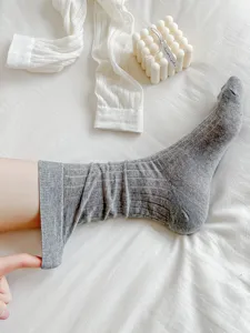 Grey vertical striped women socks thin summer style JK slouch socks comfortable fabric detail