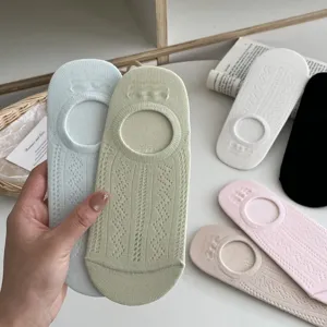 Chaussettes Invisibles Femme Style Japonais Couleur Unie Maille Respirante Été Fin Bas