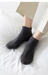 Mens solid color short socks breathable ribbed ankle socks casual cotton blend daily wear