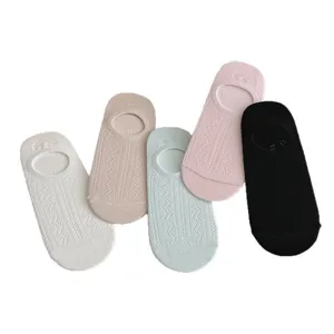 Chaussettes bateau unies respirantes en maille pour femmes été fines antidérapantes courtes