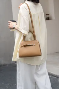 Elegant genuine leather women handbag casual commute shoulder crossbody bag stylish design