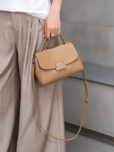 Genuine Leather Women Handbag Cowhide Elegant Simple All-Match Shoulder Crossbody Bag Daily Commuter Purse