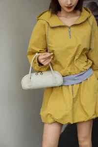 Genuine leather vintage handbag women minimalist chic shoulder bag stylish baguette purse.