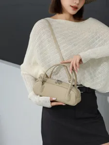 Genuine leather vintage underarm bag, elegant cowhide handbag with shoulder strap for women