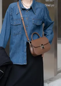 Borsa a mano in pelle marrone elegante borsa a tracolla spalla donna stile quotidiano