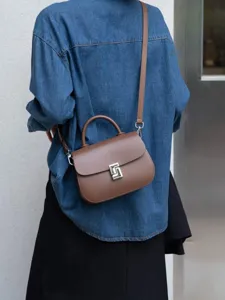 Borsa da Donna in Vera Pelle Vintage Borsa a Sella Elegante Borsa a Tracolla Commuter Chiusura Metallica Borsa a Spalla