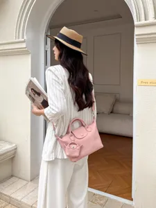 Pink leather shoulder bag classic design top handle crossbody bag stylish daily handbag