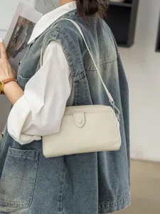 Echtes Leder minimalistische Damentasche, elegante Schultertasche und Umhängetasche.