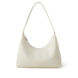 Minimalistische Leder Unterarmtasche für Damen, elegante cremeweiße Umhängetasche für den Alltag.