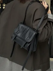 Genuine leather women messenger bag minimalist casual crossbody shoulder commuting bag