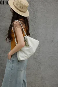 Borsa a tracolla hobo in morbida pelle bovina casual quotidiano tote vera pelle borsa bianco