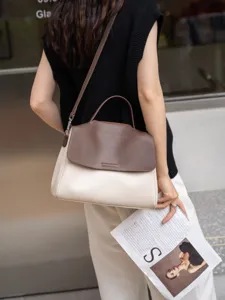 Women Genuine Leather Tote Bag Vintage Underarm Shoulder Bag Large Capacity Commuter Handbag Casual Top Handle Bag