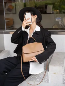 Spring new soft cowhide women handbag casual commuter large capacity shoulder crossbody bag