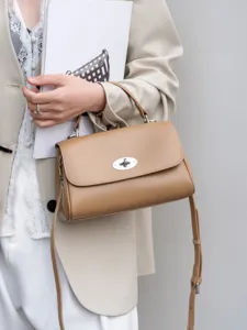 Damen Echtes Leder Top Griff Tasche Vintage Schloss Verschluss Schulter Umhängetasche Lässige Mode Handtasche
