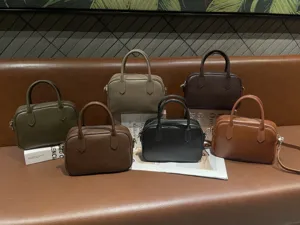 2025 nouveau sac a main boston en cuir veritable couleur unie sac epaule decontracte