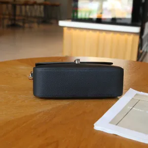 Black genuine leather shoulder bag for women versatile casual crossbody bag daily fashion handbag
