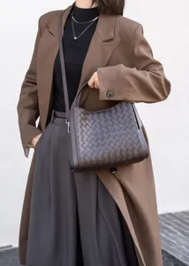 Stylish women's woven leather shoulder crossbody bag, premium design, perfect for daily wear.