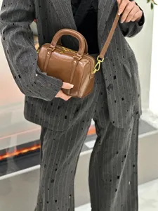 Retro Genuine Leather Boston Bag For Women Oil Wax Cowhide Crossbody Handbag Top Handle Casual Satchel Purse