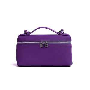 Borsa beauty case in pelle viola borsa a mano con manico superiore tracolla chic