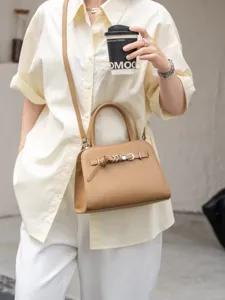 Genuine Leather Women Handbag Simple Commuter Versatile Single Shoulder Crossbody Bag Fashion Casual Tote Bag
