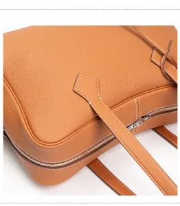 Braune Echtleder Boston Tasche, Rindsleder Handtasche fuer Damen, schicke Pendlertasche.