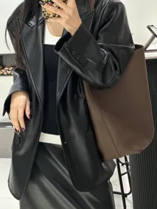 Borsa shopper in vera pelle grande capacita borsa a spalla minimalista per lavoro quotidiano