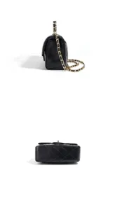 Schwarze Leder gesteppte Kettentasche mit Henkel, elegante klassische Luxus Handtasche.